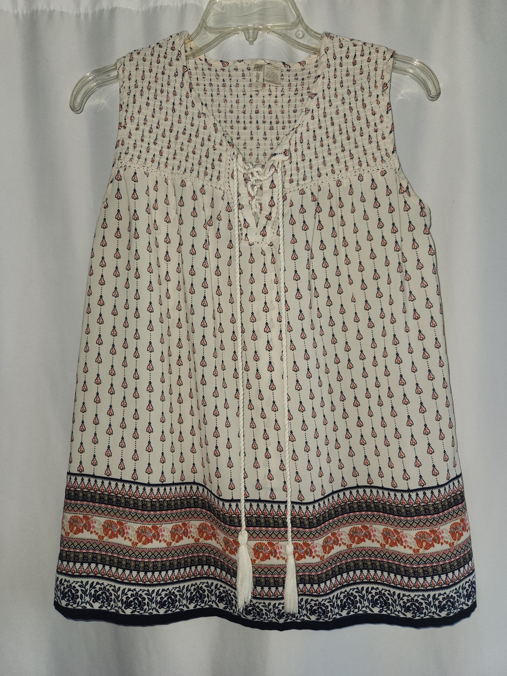 Japna Cream Boho Tassel Tie Sleeveless Tank #cottagecore #romantic #festive